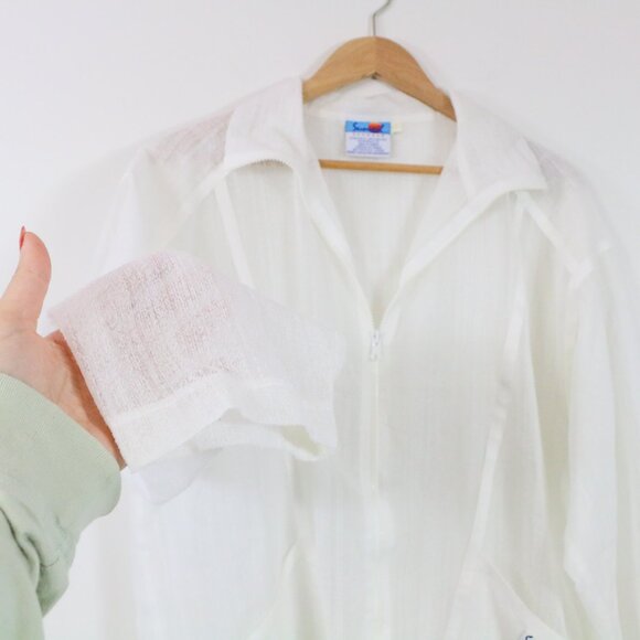 *Vintage Sunviel Mesh White Zip Up Sweater - Picture 5 of 8
